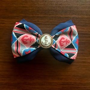 EUC Sailor design hair bow barrette in blue and red